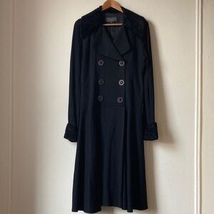 BIGOSCHI Coat Dress with Faux Fur Trim Black Size EU 46